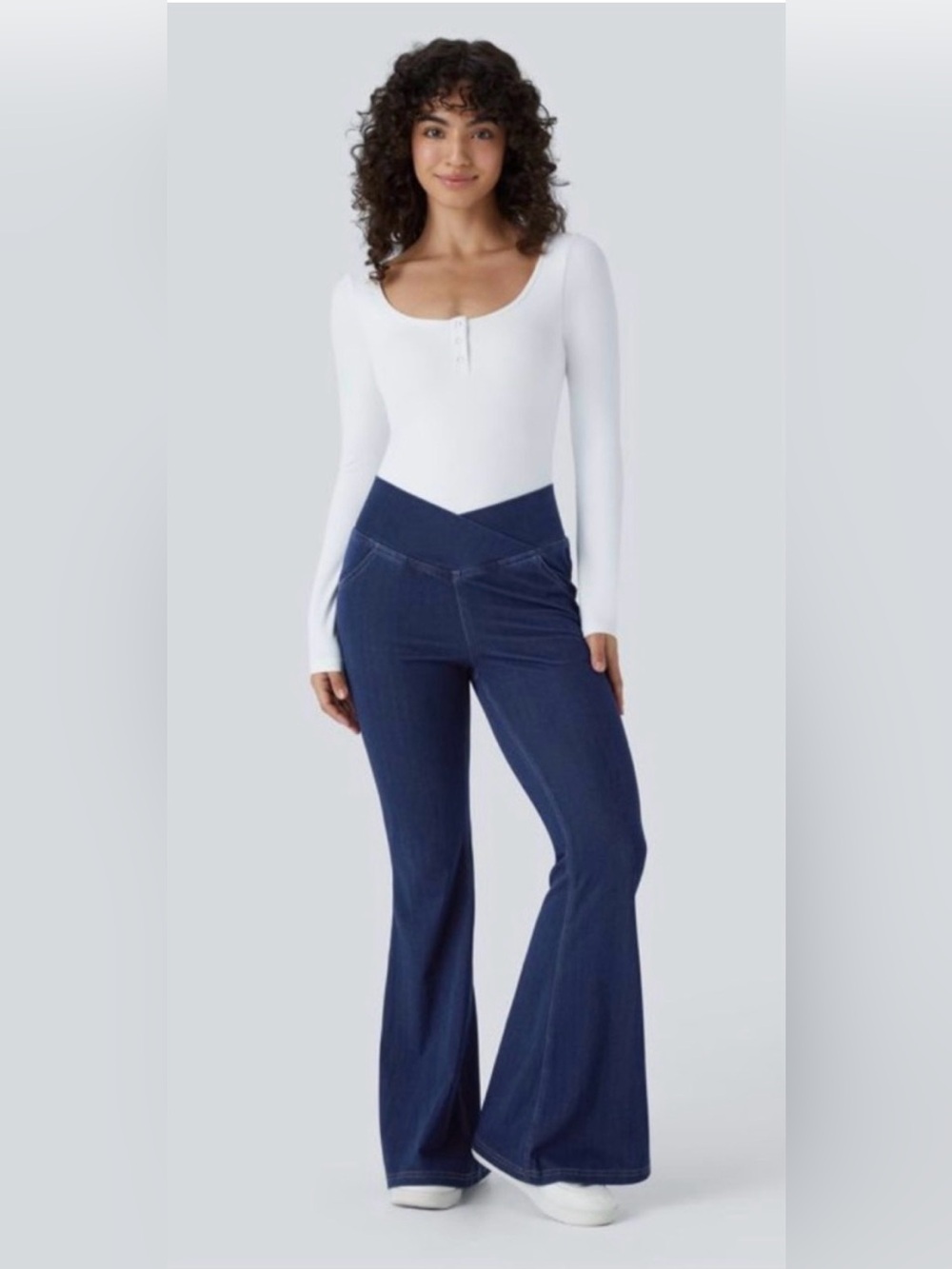 Halara High Waisted Crossover Flare Jeans